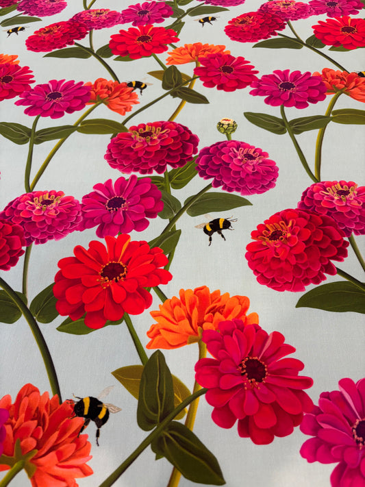 Bright Zinnia and Bumblebee Chintz